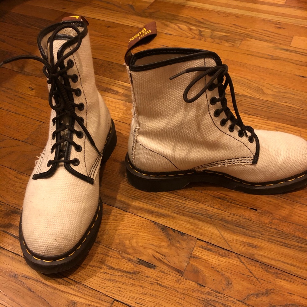 Cream Canvas Dr Martens